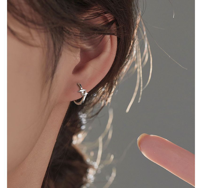 Hoop Sterling Earring Silver Star