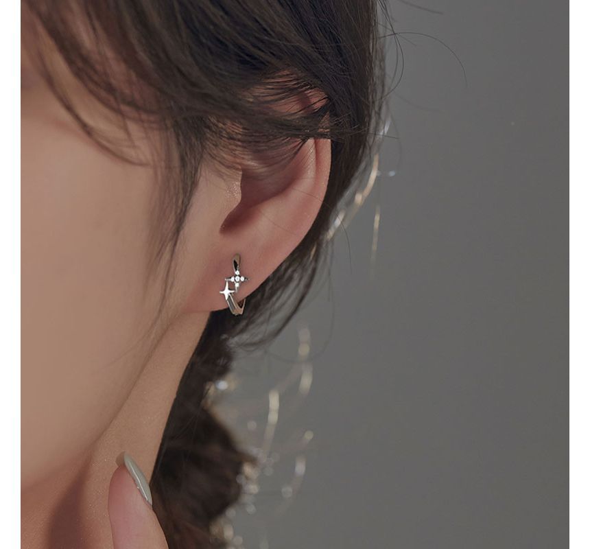Hoop Sterling Earring Silver Star