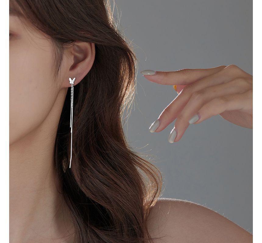 Sterling Earring Silver Butterfly Fringed