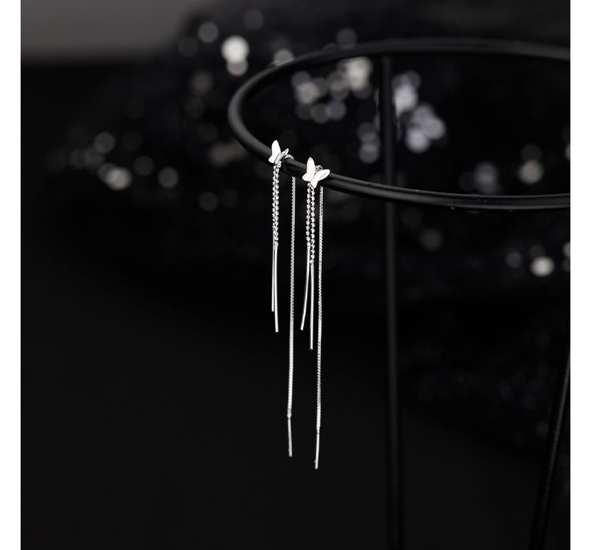 Sterling Earring Silver Butterfly Fringed