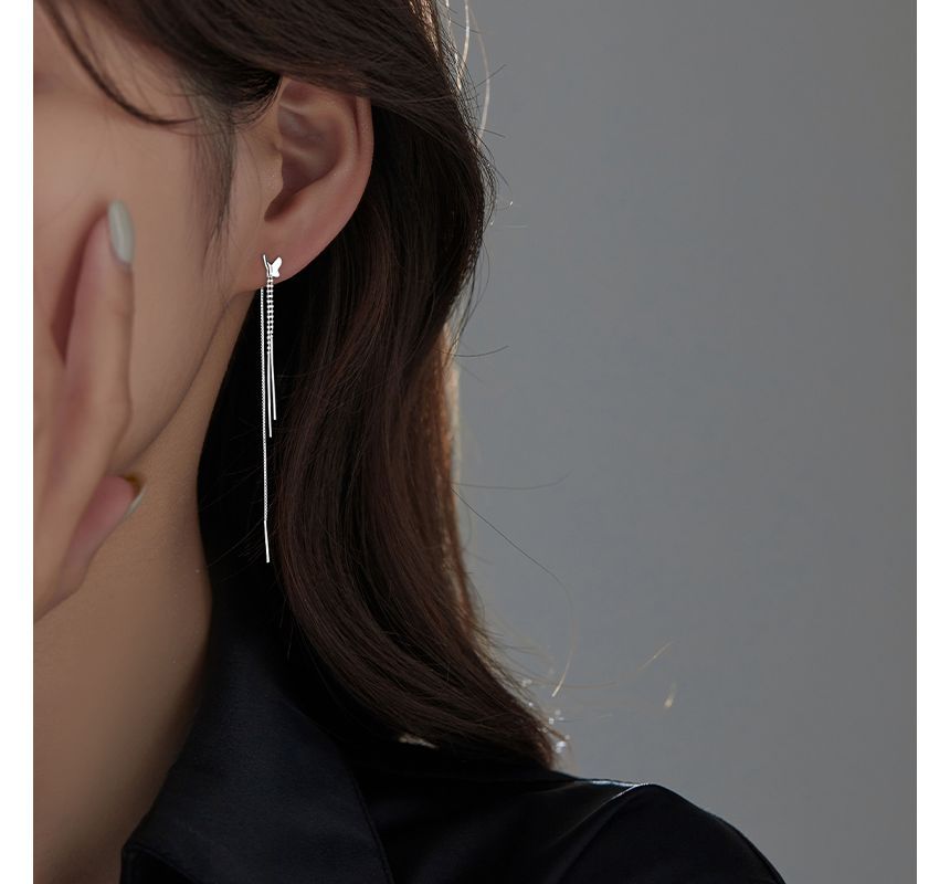 Sterling Earring Silver Butterfly Fringed
