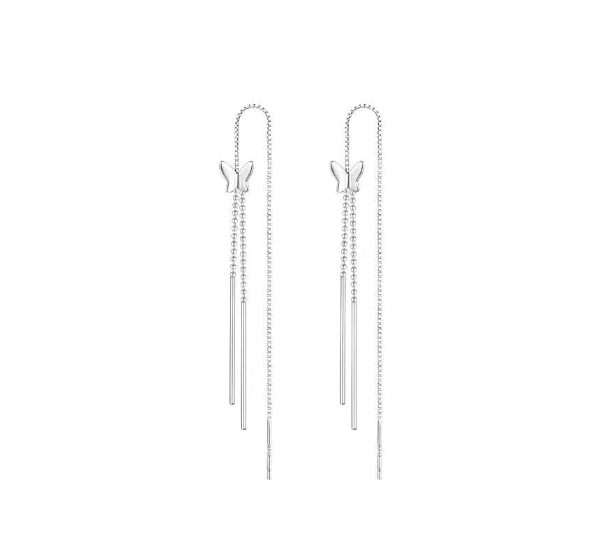 Sterling Earring Silver Butterfly Fringed