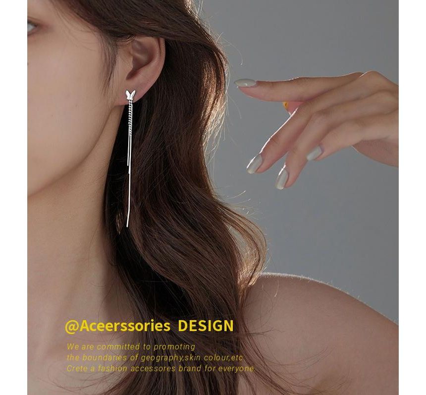 Sterling Earring Silver Butterfly Fringed