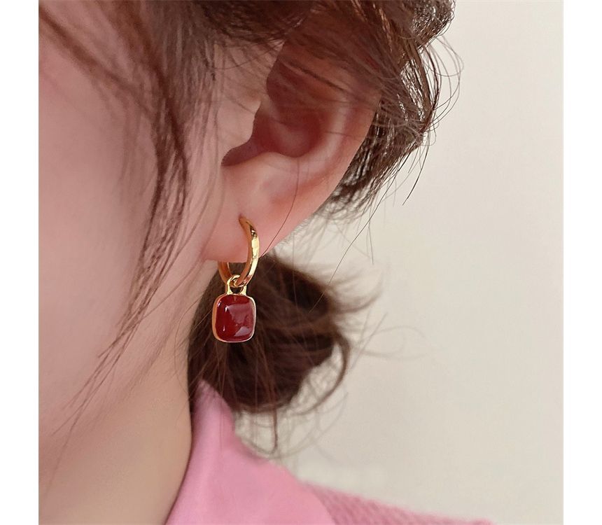 Earring Sterling Square Silver Dangle