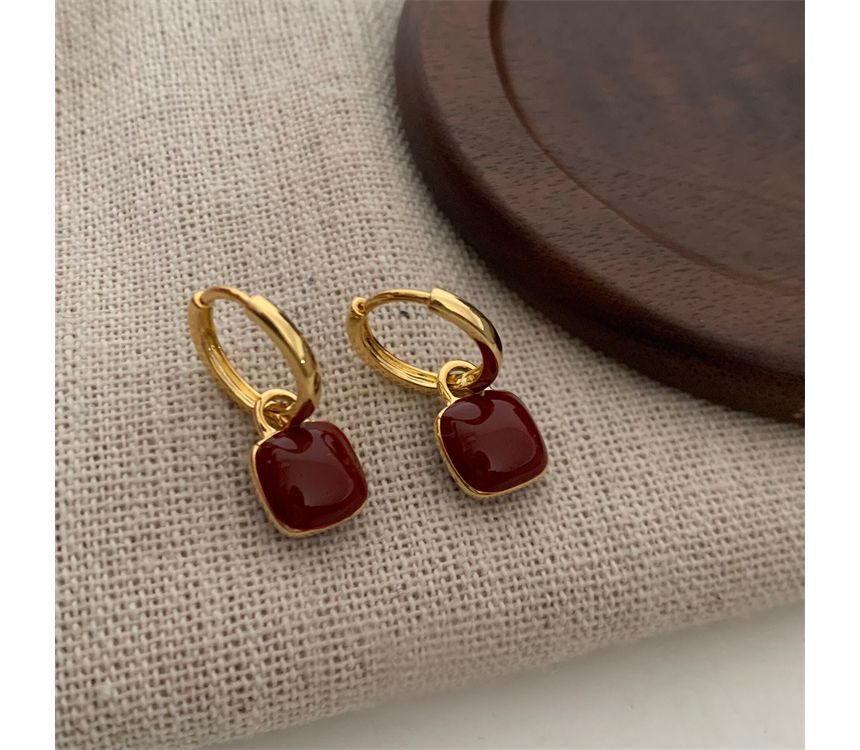 Earring Sterling Square Silver Dangle