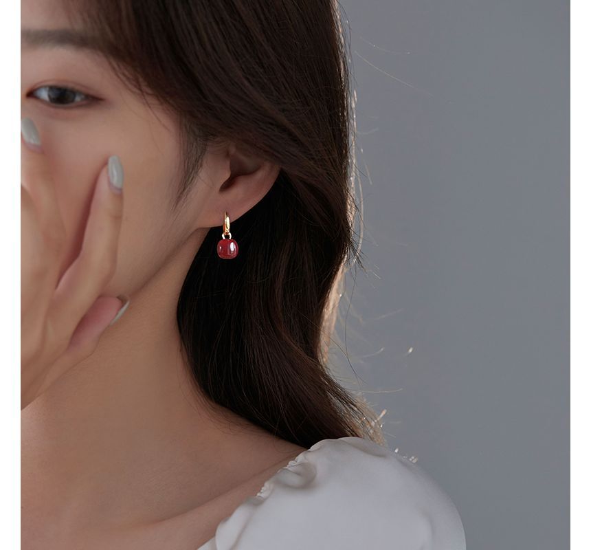 Earring Sterling Square Silver Dangle