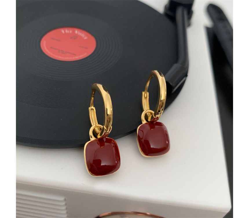 Earring Sterling Square Silver Dangle