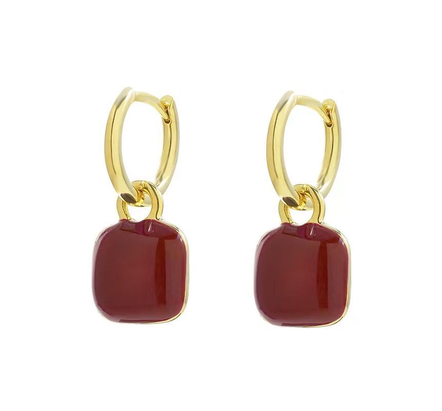 Earring Sterling Square Silver Dangle