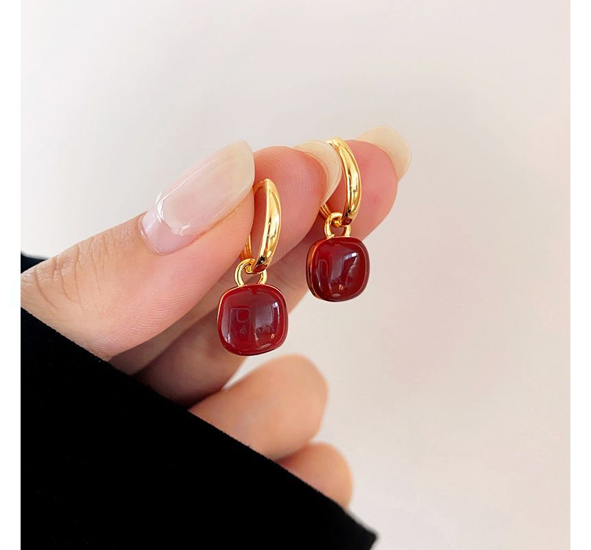 Earring Sterling Square Silver Dangle