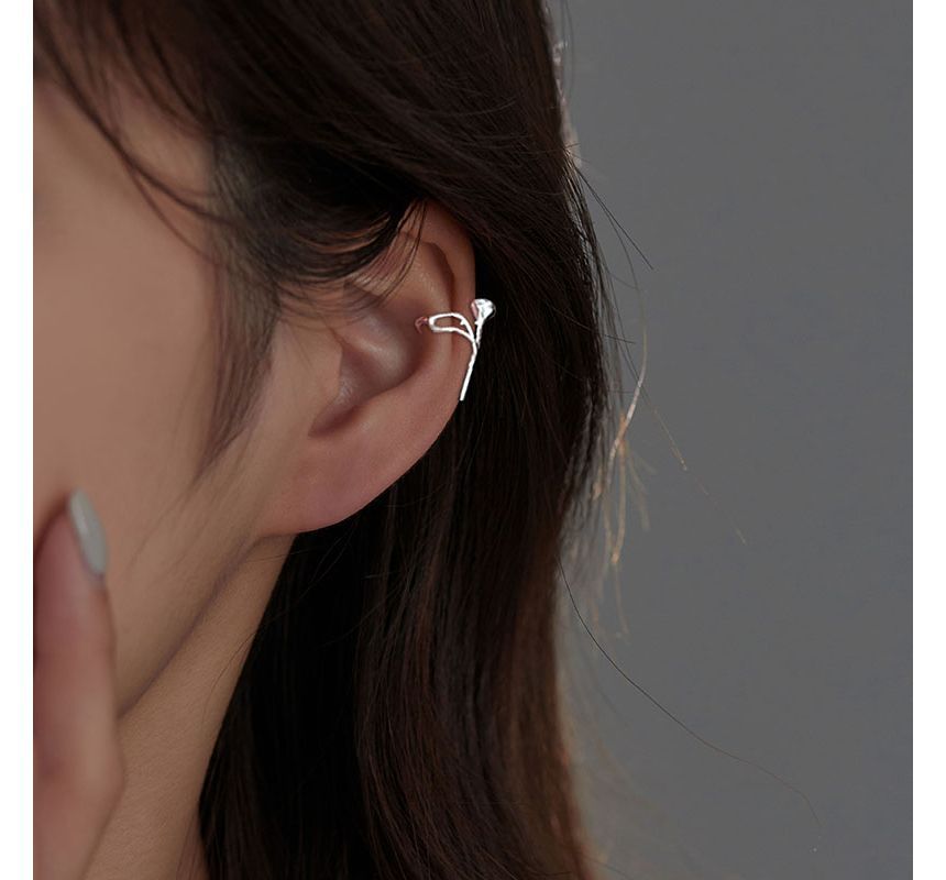 Rose Cuff Sterling Silver Earring