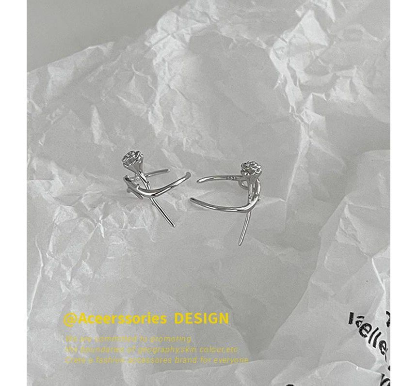 Rose Cuff Sterling Silver Earring