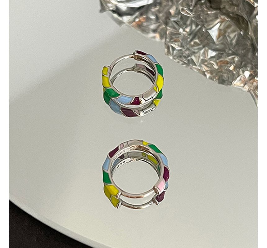 Silver Hoop Sterling Glaze Earring
