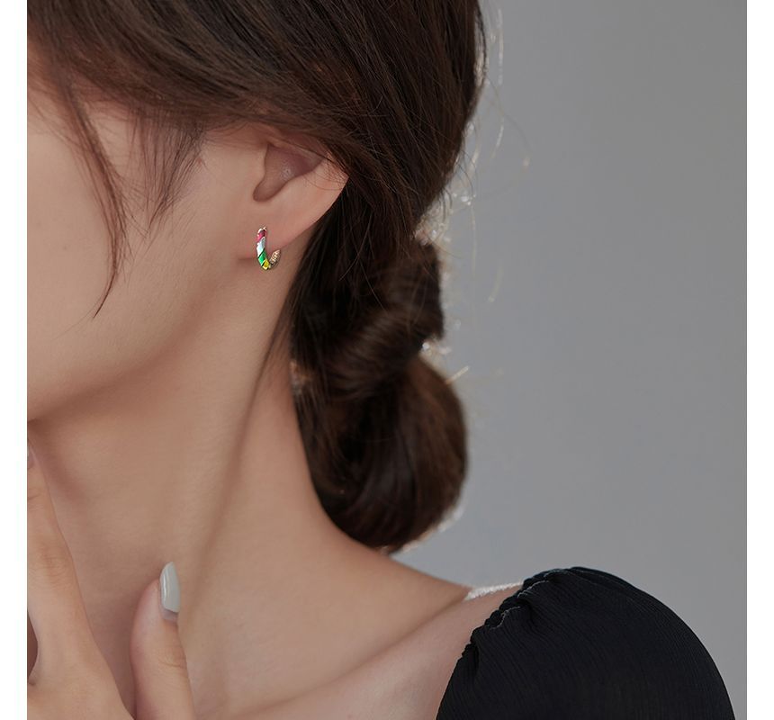 Silver Hoop Sterling Glaze Earring