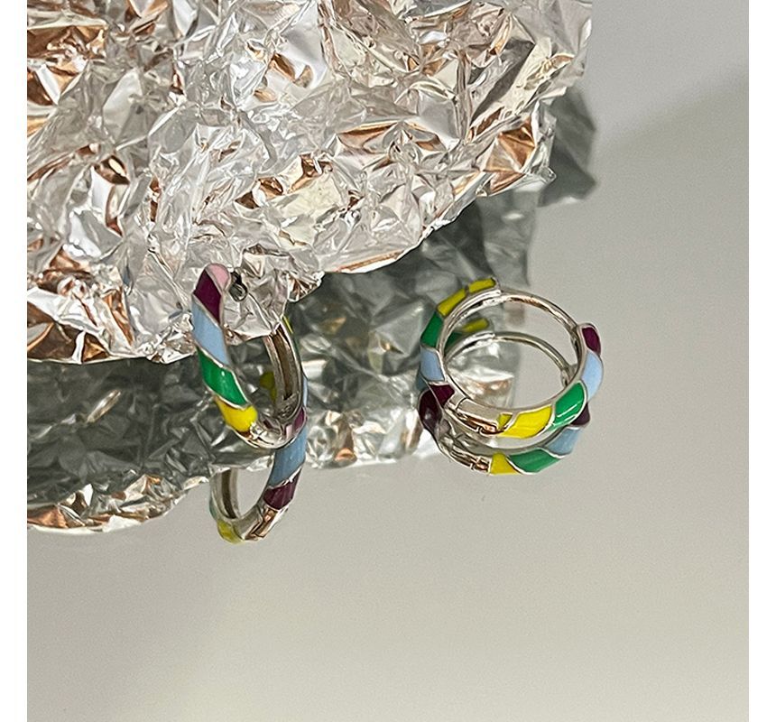 Silver Hoop Sterling Glaze Earring