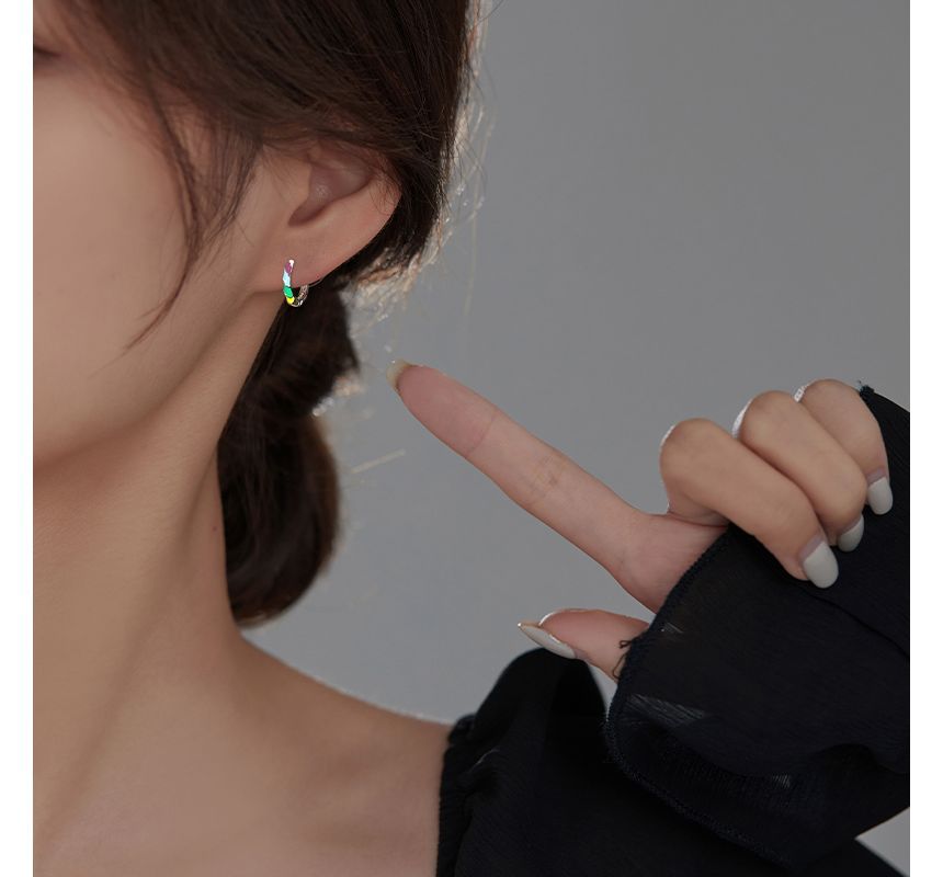 Silver Hoop Sterling Glaze Earring