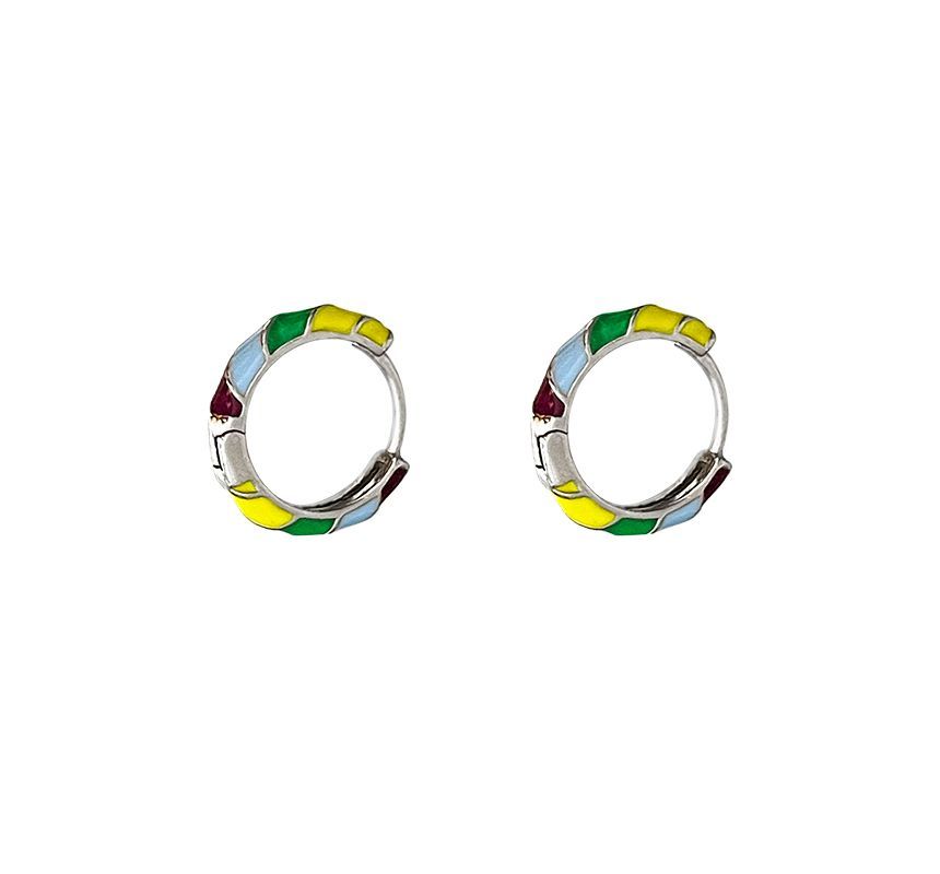 Silver Hoop Sterling Glaze Earring