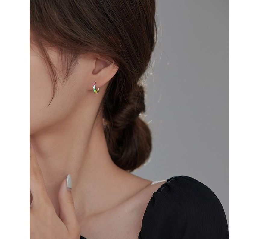 Silver Hoop Sterling Glaze Earring