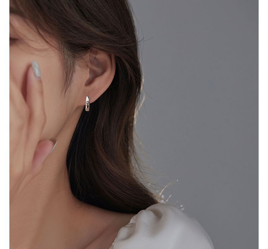 Hoop Silver Smiley Sterling Earring