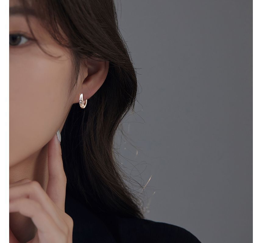 Hoop Silver Smiley Sterling Earring