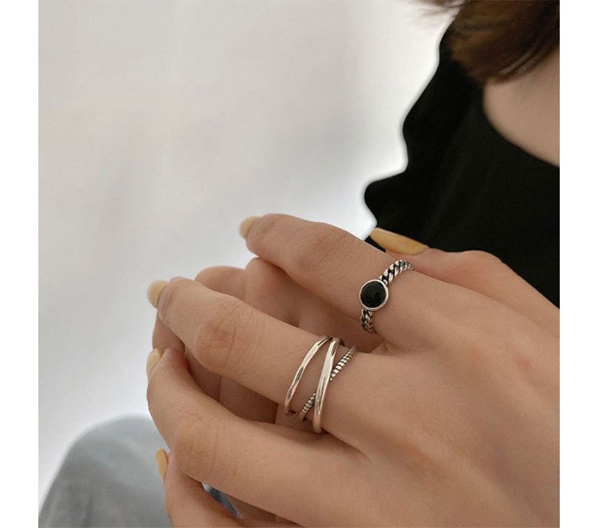 Rhinestone Alloy Open Ring / Layered Alloy Open Ring