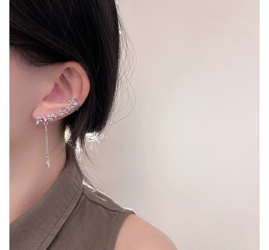 Rhinestone with Earring Cuff Ear Drop