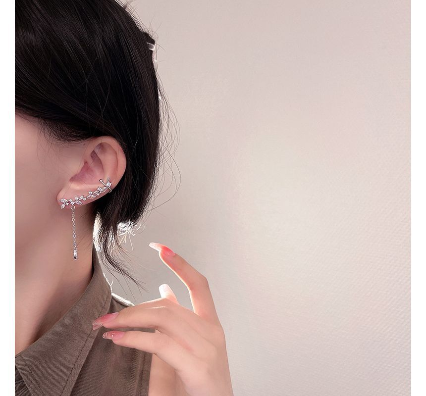 Rhinestone with Earring Cuff Ear Drop