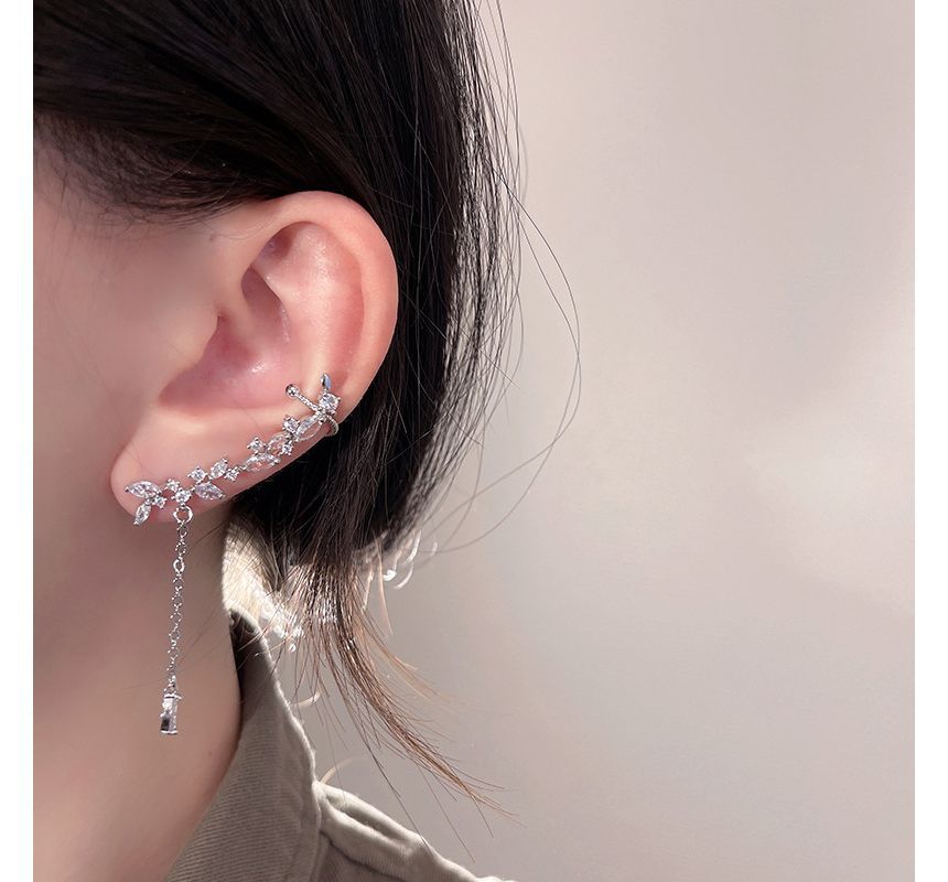 Rhinestone with Earring Cuff Ear Drop