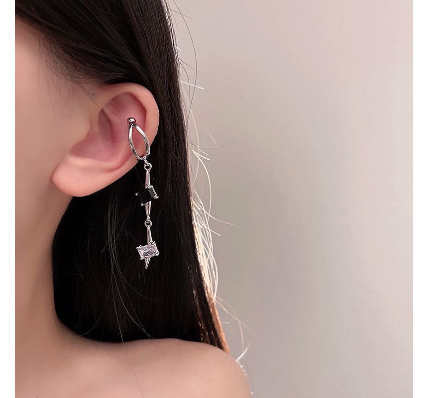 Star Rhinestone Cuff Dangle Alloy Earring