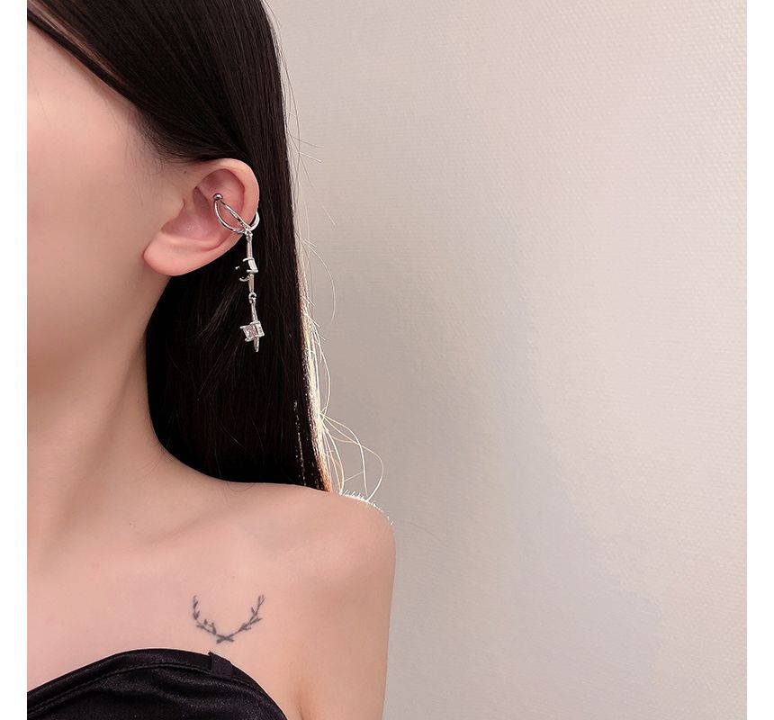 Star Rhinestone Cuff Dangle Alloy Earring