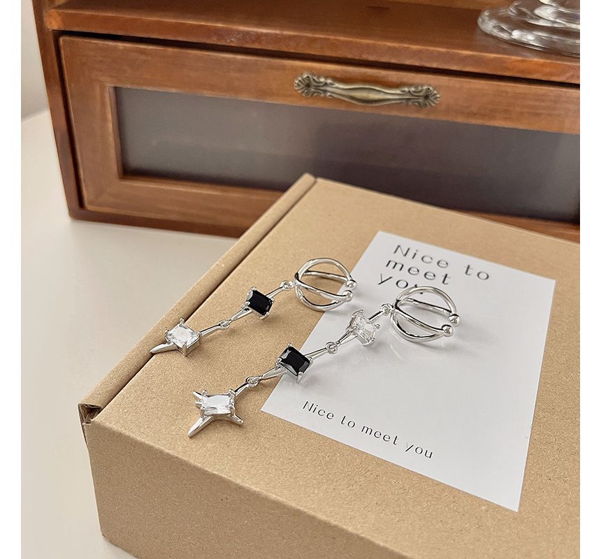 Star Rhinestone Cuff Dangle Alloy Earring