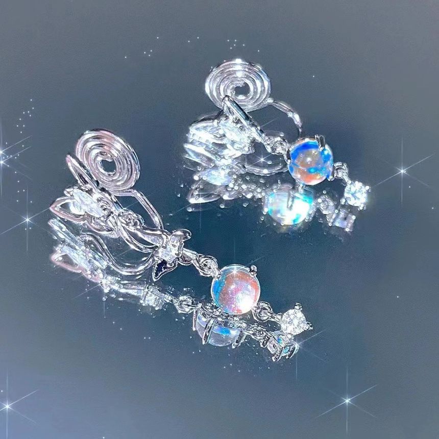 Butterfly Moonstone Dangle Asymmetrical Earring Alloy