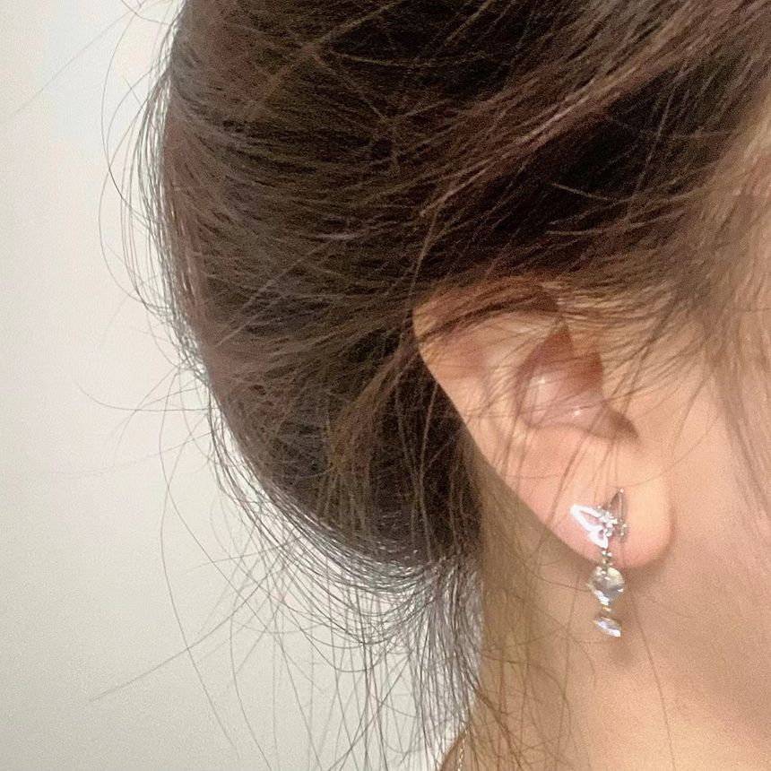 Butterfly Moonstone Dangle Asymmetrical Earring Alloy