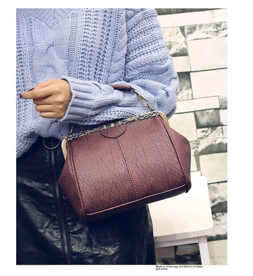 Kiss Bag Top Handle Crossbody Plain Lock