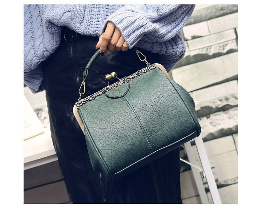 Kiss Bag Top Handle Crossbody Plain Lock