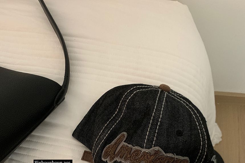 Cap Letter Embroidered Denim Baseball Two-Tone