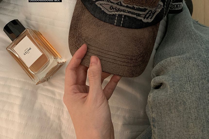 Cap Letter Embroidered Denim Baseball Two-Tone