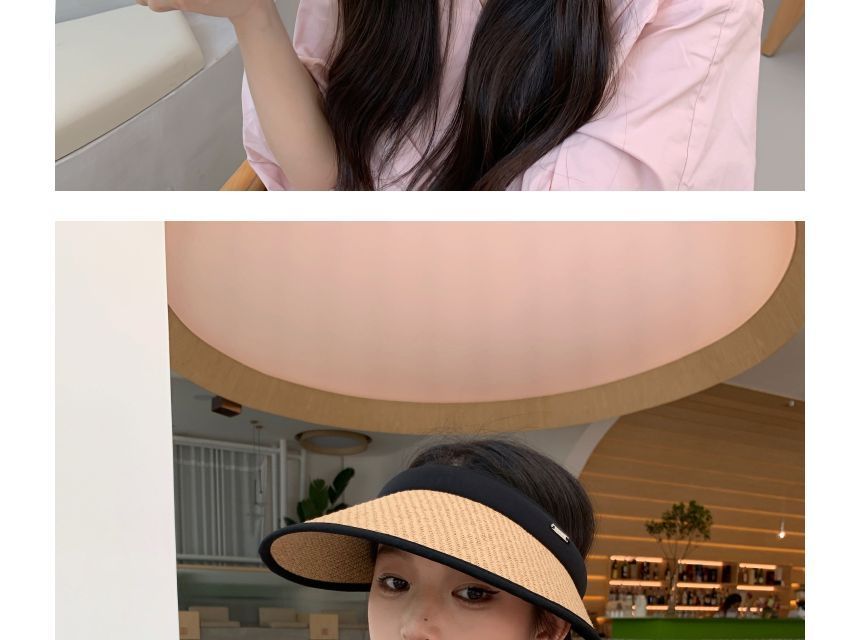 Visor Straw Sun Trim Contrast