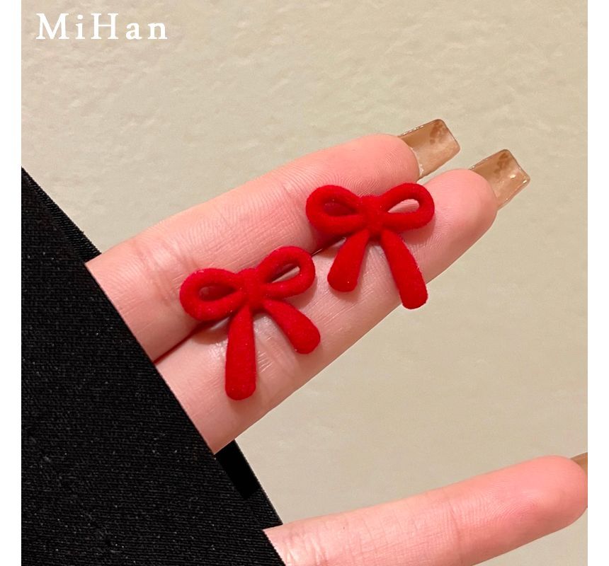 Stud Earring Flocking Bow