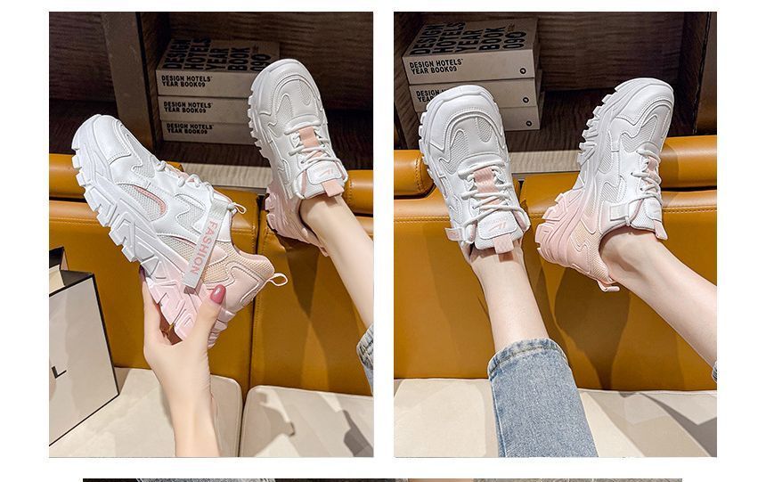 Lettering Label Applique Ombre Platform Sneakers