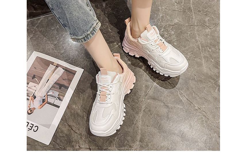 Lettering Label Applique Ombre Platform Sneakers