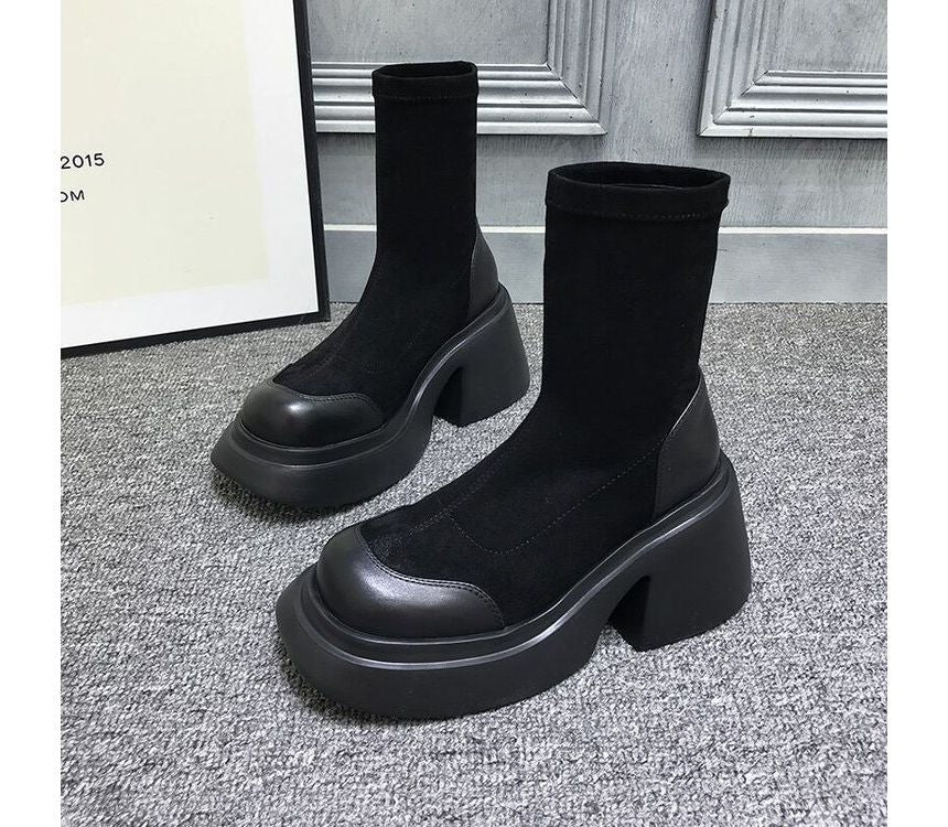 Short Boots Heel Block Platform