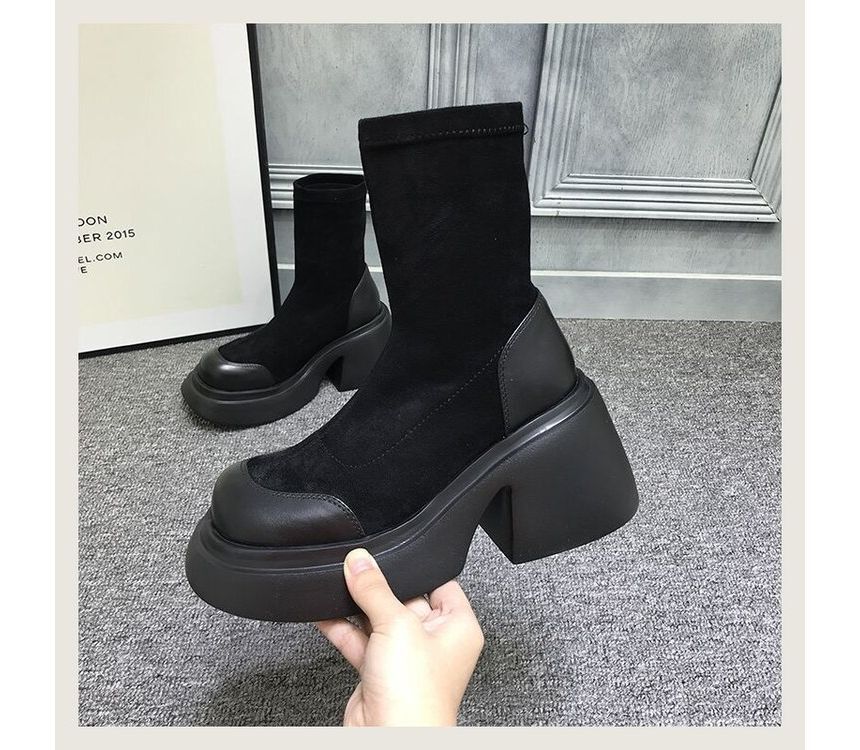 Short Boots Heel Block Platform