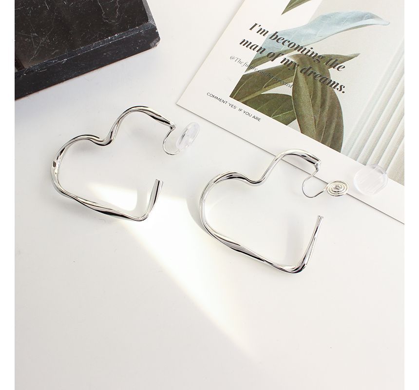Earring Clip-On / Heart Hoop