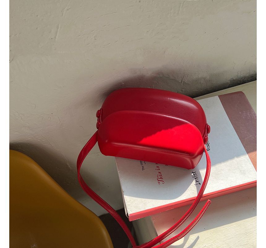 Buckled Leather Flap Faux Crossbody Bag