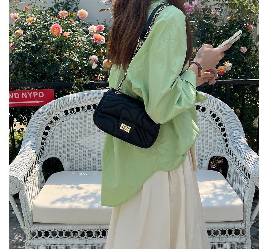 Crossbody Flap Leather Bag Faux