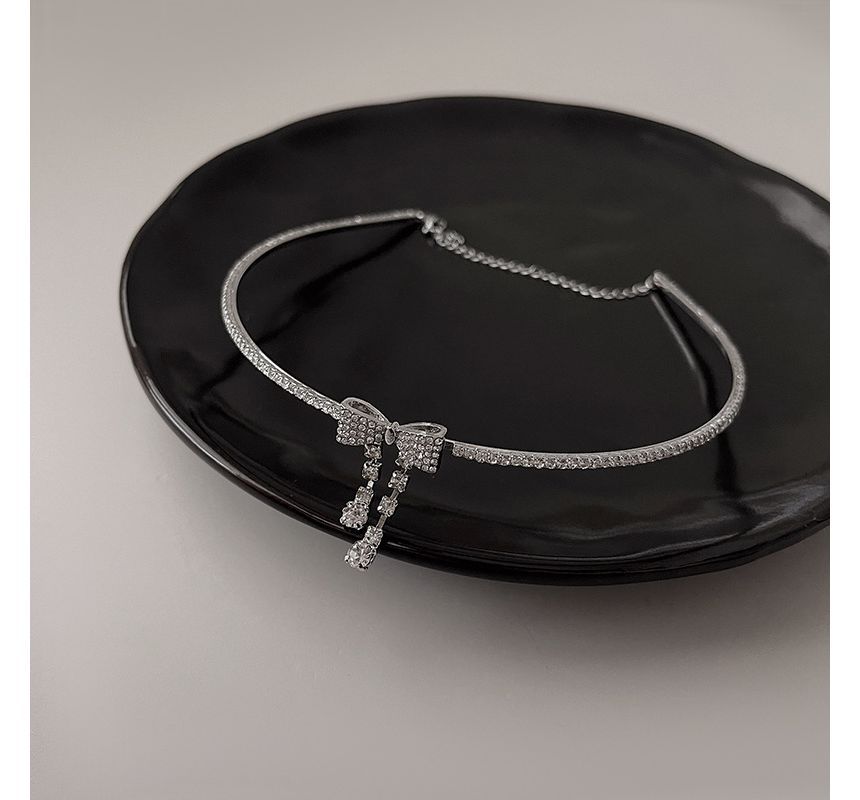 Alloy Bow Choker Rhinestone