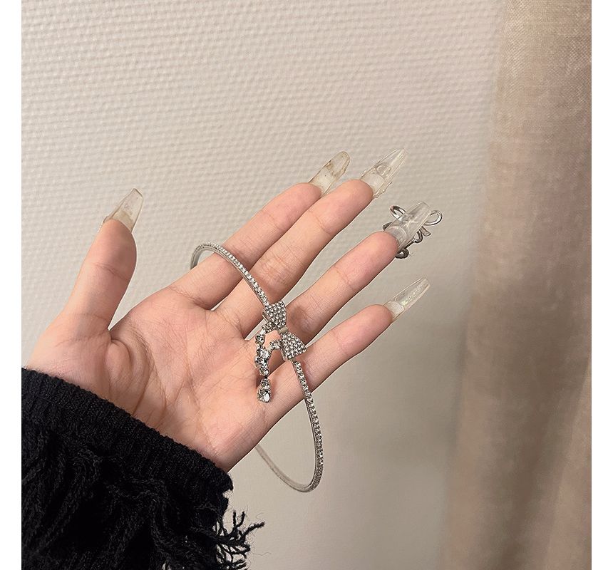 Alloy Bow Choker Rhinestone