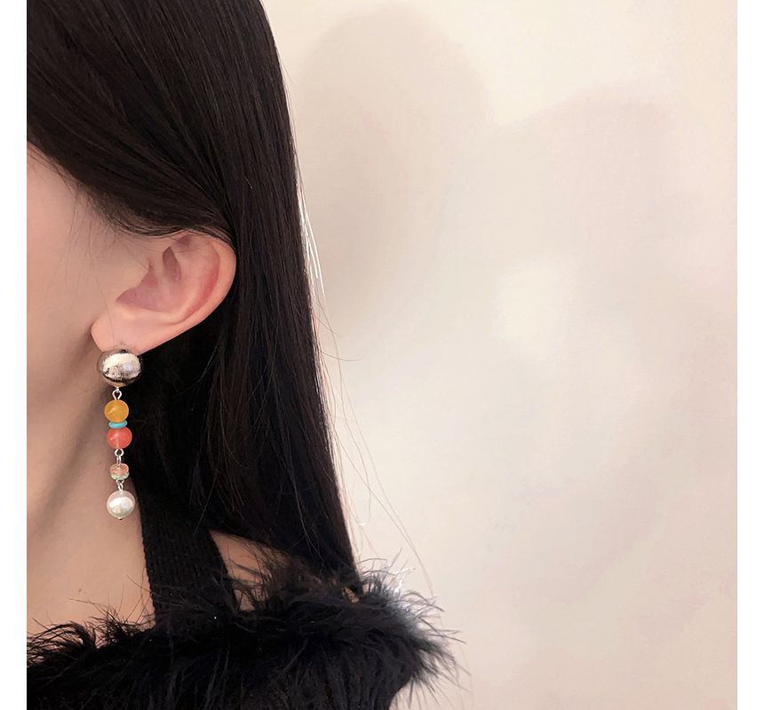 Alloy Pearl Bead Faux Glass Earring Dangle