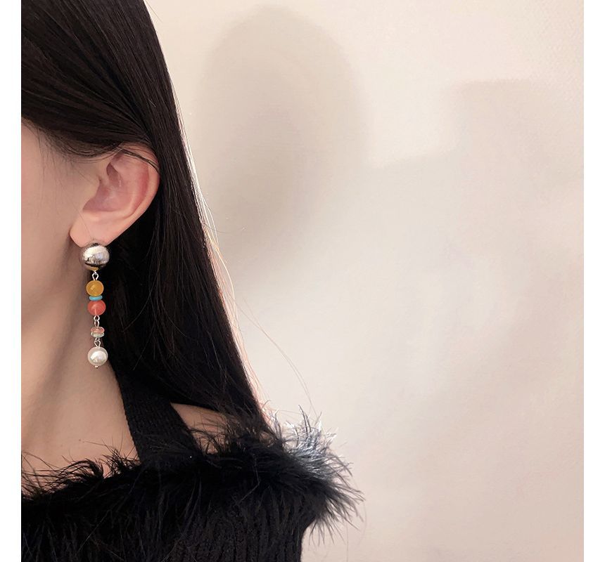 Alloy Pearl Bead Faux Glass Earring Dangle