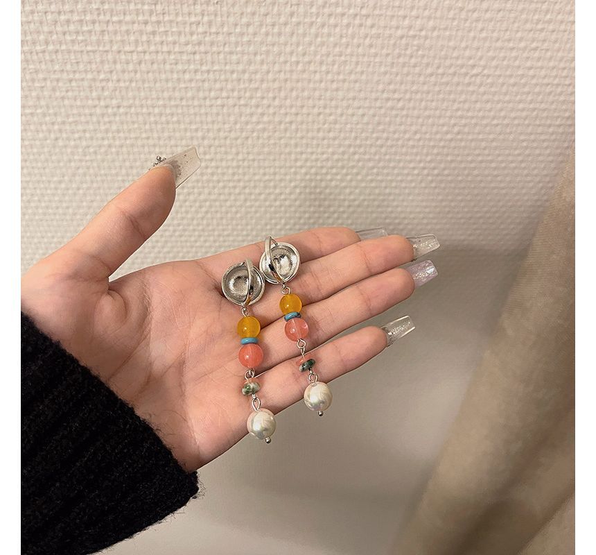 Alloy Pearl Bead Faux Glass Earring Dangle